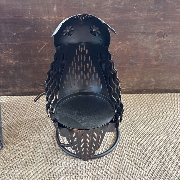 Partylite Artisan Owl Candle Jar Plant Holder Metal Sculpture 11"x 9"x 7" - Picture 4 of 8
